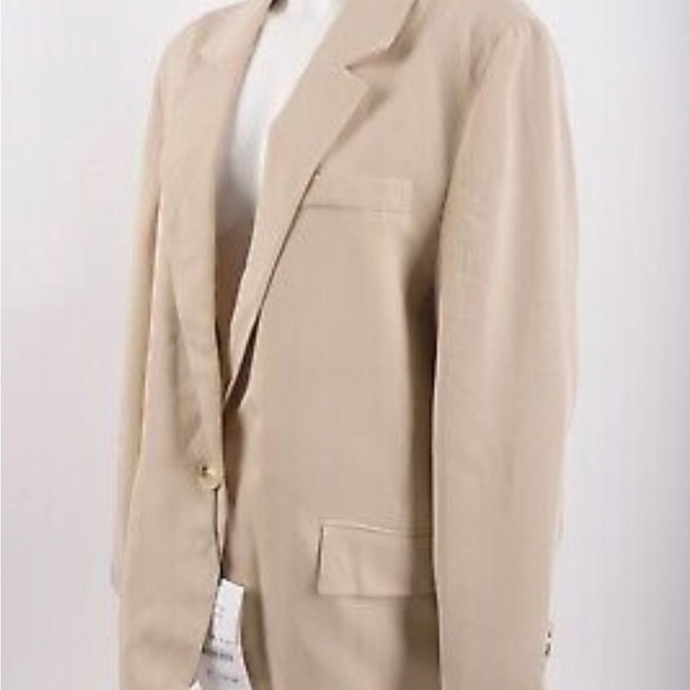 ZARA NEW Women's Size Beige One-Buttoned Long Sleeve Oversized Blazer Jacket Tan - Picture 11 of 15